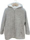 Εβίτα Girls Knitted Hooded Cardigan with Zipper Gray