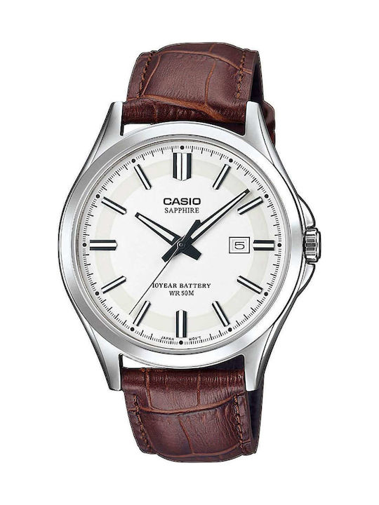 Casio Men's Watch 41mm Battery with Brown Leather Strap