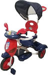 Cartoon Kids Tricycle with Storage Basket, Push Handle & Sunshade for 18+ Months Blue 856-2/blue