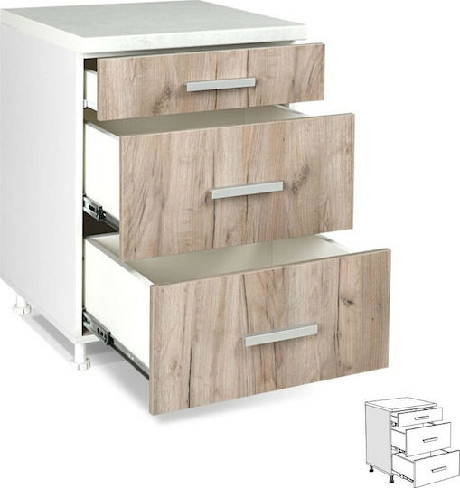 IN Bodenstehende Küchenschublade Grey Oak 60x60x85Stück
