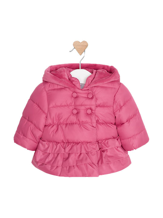 Mayoral Kids Casual Jacket Short with Hood Fuchsia