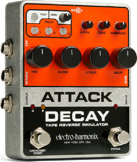 Electro-Harmonix Attack Decay Tape Reverse Педал Симулатор Електрическа китара
