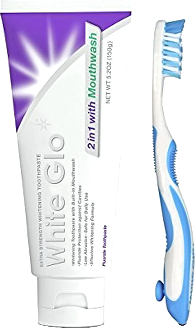 White Glo Extra Strength Whitening Toothpaste + Toothbrush 150gr