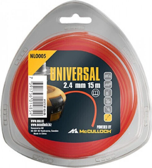 McCulloch Влакно Nylon 2.4mm x 15m кръгло - NLO005 Метална верижка Кръгла Дължина 15м и Дебелина 2.4мм
