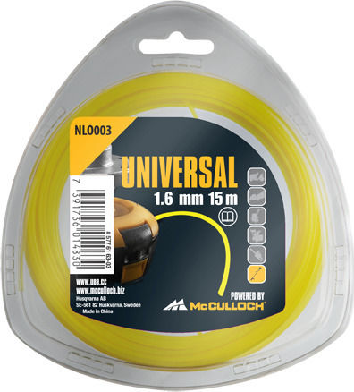 McCulloch Πετονιά Nylon 1.6mm x 15m κυκλική - NLO003 Μεσινέζα Στρογγυλή Μήκους 15m και Πάχους 1.6mm