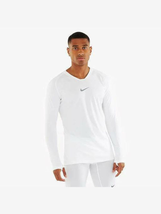 Nike First Layer Ανδρική Μπλούζα Dri-Fit Μακρυμάνικη Λευκή
