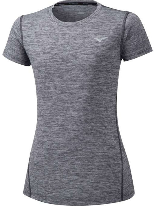 Mizuno Impulse Core Tee Women's Athletic Blouse Short Sleeve Gray