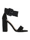 Envie Shoes Catifea Sandale dama cu Gros Toc Inalt in Culorea Roz