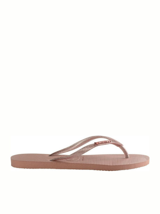 Havaianas Slim Logo Σαγιονάρες σε Ροζ Χρώμα