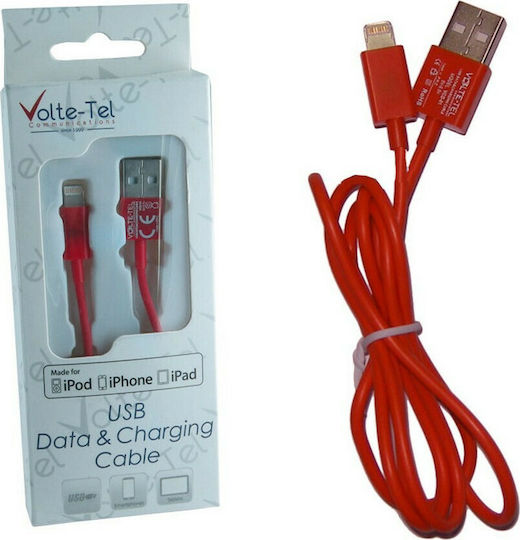 Volte-Tel Regular USB-A la Cablu Lightning Roșu 1m (8118722)