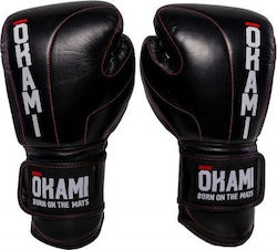 Okami Fightgear Competitor Gloves Leather Boxing Competition Gloves Black