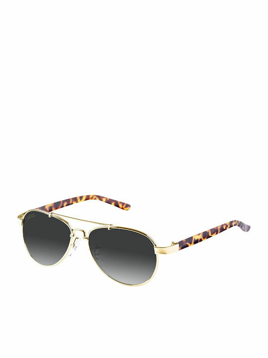 Mstrds Women's Sunglasses with Gold Tartaruga Plastic Frame and Black Gradient Lens