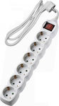 Adeleq 6-Outlet Power Strip 1.5m White