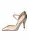 Caprice Anatomic Leather Pointed Toe Stiletto Gold High Heels