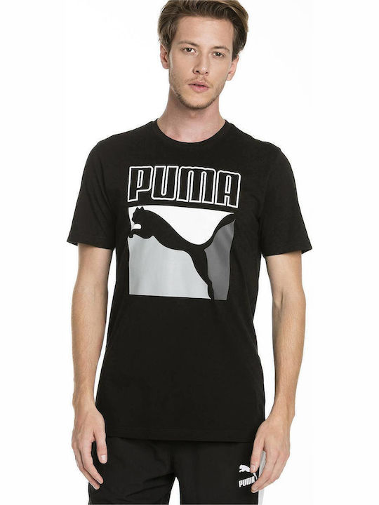 Puma Graphic Logo Bărbați T-shirt Sportiv cu Mânecă Scurtă Negru