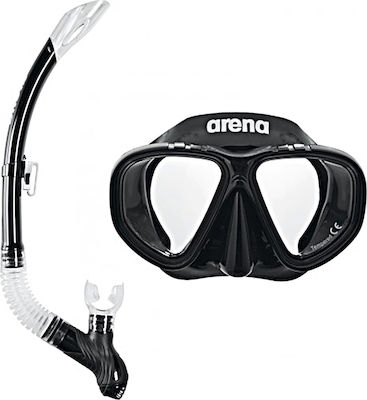 Arena Diving Mask Set with Respirator Premium Snorkeling Black 002018-505