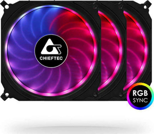 Chieftec CF-3012 Case Fan 120mm (1200rpm / 53cfm) με RGB Φωτισμό και Σύνδεση 6-Pin 3τμχ