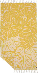 Slowtide Tarovine Beach Towel Cotton Yellow with Fringes 175x95cm.