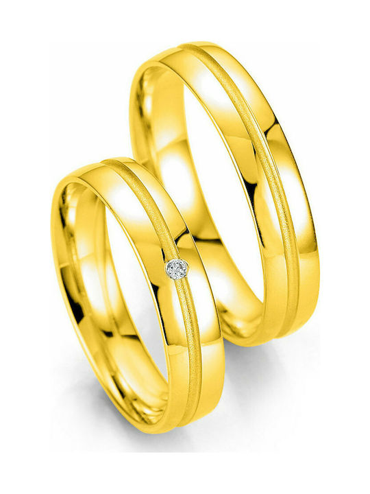 Κίτρινη Χρυσή Βέρα Γάμου Breuning με ή χωρίς Πέτρες WR330 diamonds k8