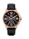 Cerruti Planetto Watch Chronograph Battery with Black Leather Strap