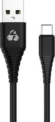 Powertech Regular USB 2.0 Cable USB-C male - USB-A male Μαύρο 1m (PTR-0060)