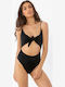 Rock Club BP4030 One-Piece Swimsuit with Cutouts Black