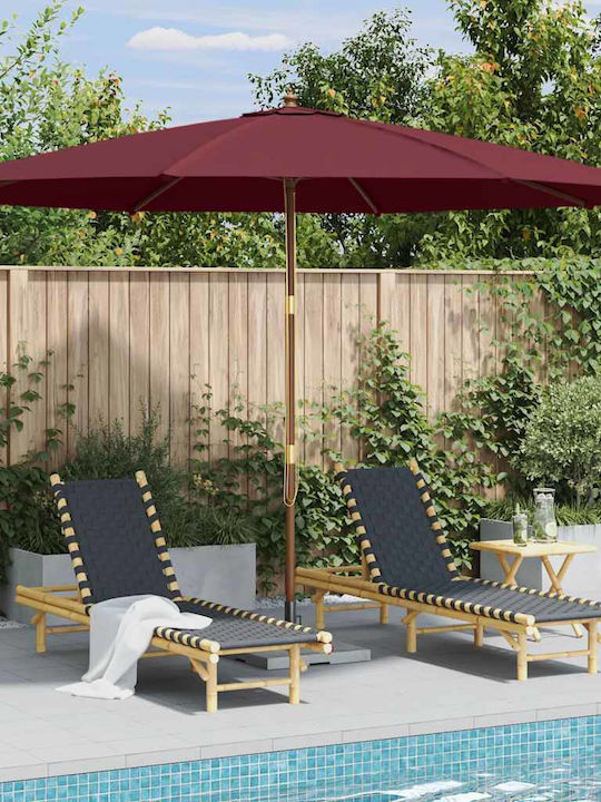 Round Wooden Burgundy Garden Parasol Diameter 1...