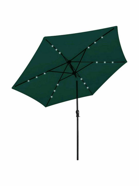 Ομπρέλα Δαπέδου Στρογγυλή Μεταλλική Πράσινη με Led Φωτισμό Φ3m
