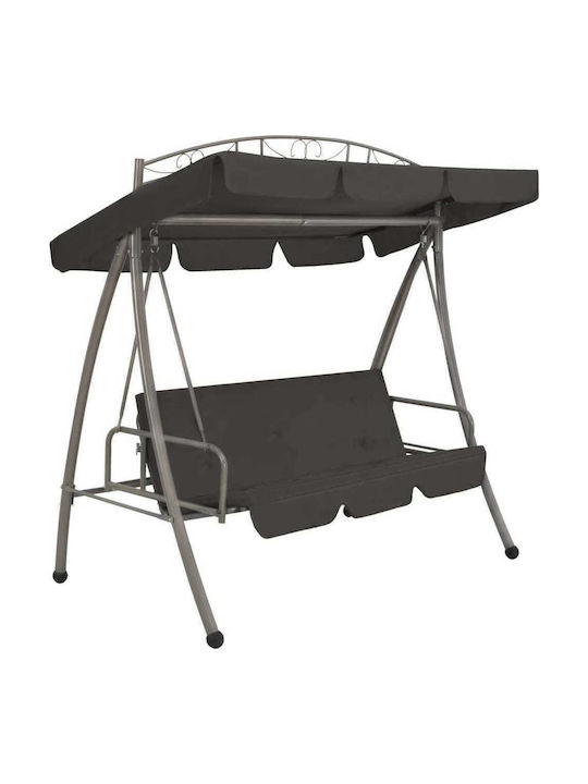 Garten & Veranda Schaukel mit Basis und Kissen 3 Sitze Metallisch Charcoal L198xB120xH205cm