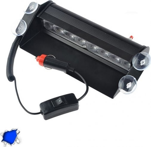 GloboStar Car LED Emergency Light Bar 12 / 24V Waterproof 24.5cm with Blue Lighting