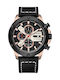 Curren Watch Chronograph Battery with Leather Strap Black / Rose Gold