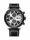 Curren Herrenuhr 48mm Chronograph Batterie mit Lederarmband Black / Silver