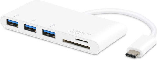 Vivanco Hub 3 Θυρών USB 3.1 με σύνδεση USB-C Λευκό