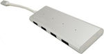 CoolBox USB 3.0 Hub 4 Anschlüsse mit USB-C Verbindung Silber (COO-HUC4U3)