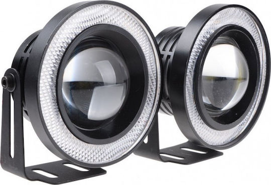 M609 Angel Eyes Round Fog lights with DRL Car LED Universal 12V 10W 7.6cm 2pcs