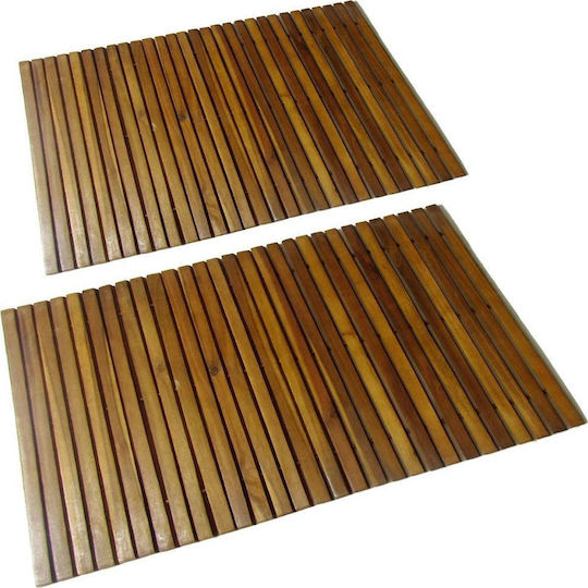 vidaXL Non-Slip Bath Mats Set Wooden 27176