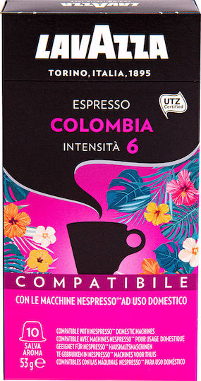 Lavazza Kapseln Espresso Colombia Kompatibel mit Maschine Nespresso 10Mützen