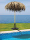 Professional Circular Wicker Umbrella Wooden Beige Diameter 2m