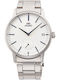 Orient Ανδρικό Ρολόι 39mm Χρονογράφος Μπαταρίας με Ασημί Μεταλλικό Μπρασελέ