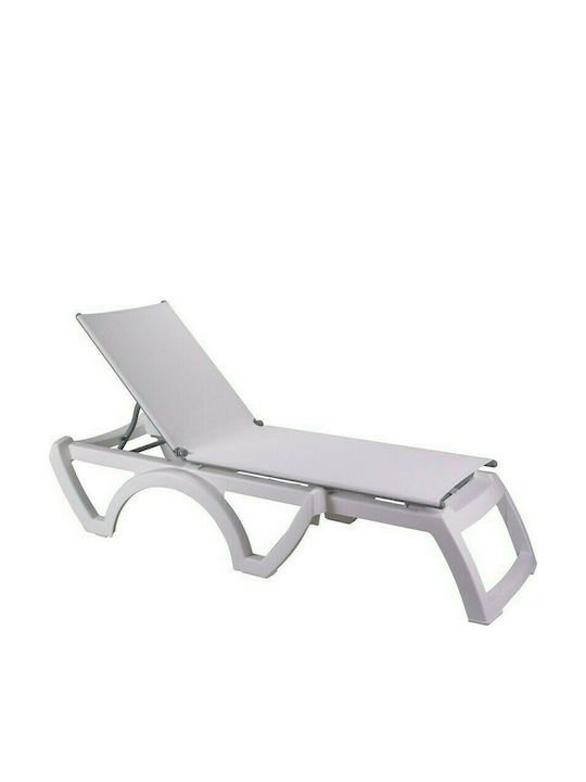 Deckchair Plastic Jamaica with Textilene Fabric White 190x70x38cm.