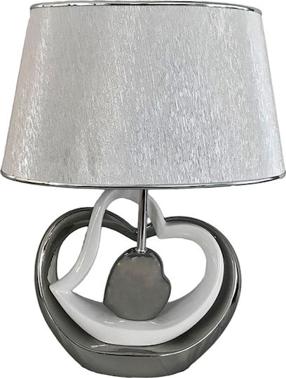 Karvounis Keramik Tischlampe mit Silber Schirm und Mehrfarbig Basis
