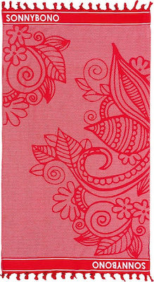 Beauty Home Beach Towel Pareo Coral with Fringes 160x90cm.