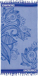 Beauty Home Beach Towel Pareo Blue with Fringes 160x90cm.