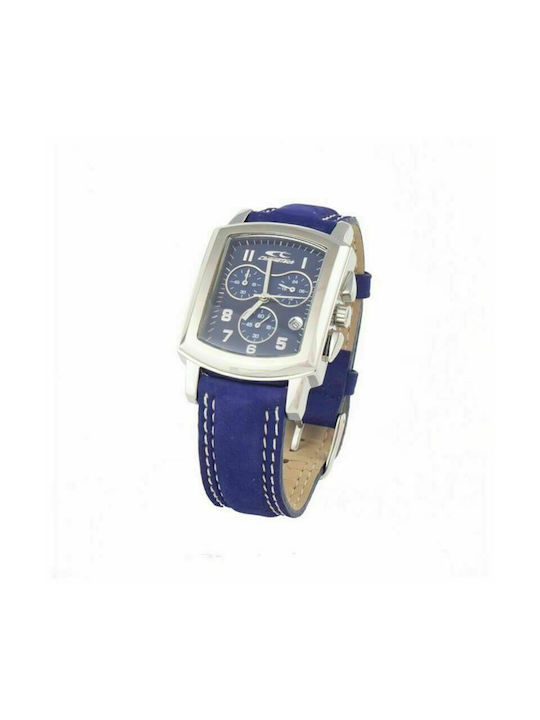 Chronotech Watch Chronograph with Navy Blue Leather Strap S0325738