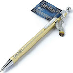 Warner Bros Harry Potter Golden Snitch Logo With Charm Hogwarts Pen Ballpoint with Blue Ink