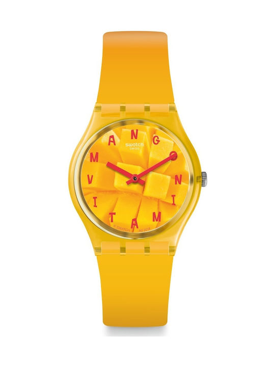 Swatch Coeur De Mangueg Uhr mit Gelb Kautschukarmband