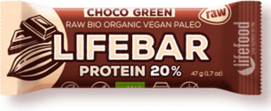 Lifefood Lifebar Riegel mit 20% Protein & Geschmack Choco Green 47gr