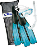 CressiSub Rondinella Swimming / Snorkelling Fins with Respirator & Mask Medium Aquamarine