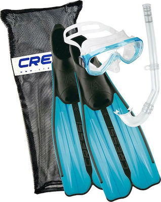 CressiSub Rondinella Swimming / Snorkelling Fins with Respirator & Mask Medium Aquamarine