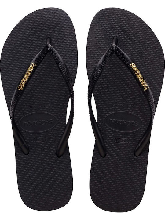 Havaianas Slim Logo Metallic Flip Flops Μαύρα